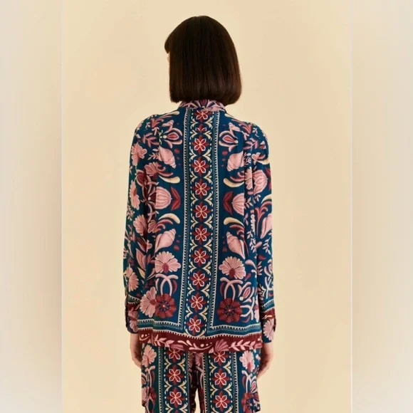 Farm Rio Shell Tapestry Button Down - Picture 2 of 6